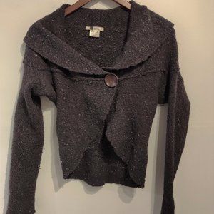 D'Exterior Grey cropped Tweed Knit Cardigan Shawl Collar M